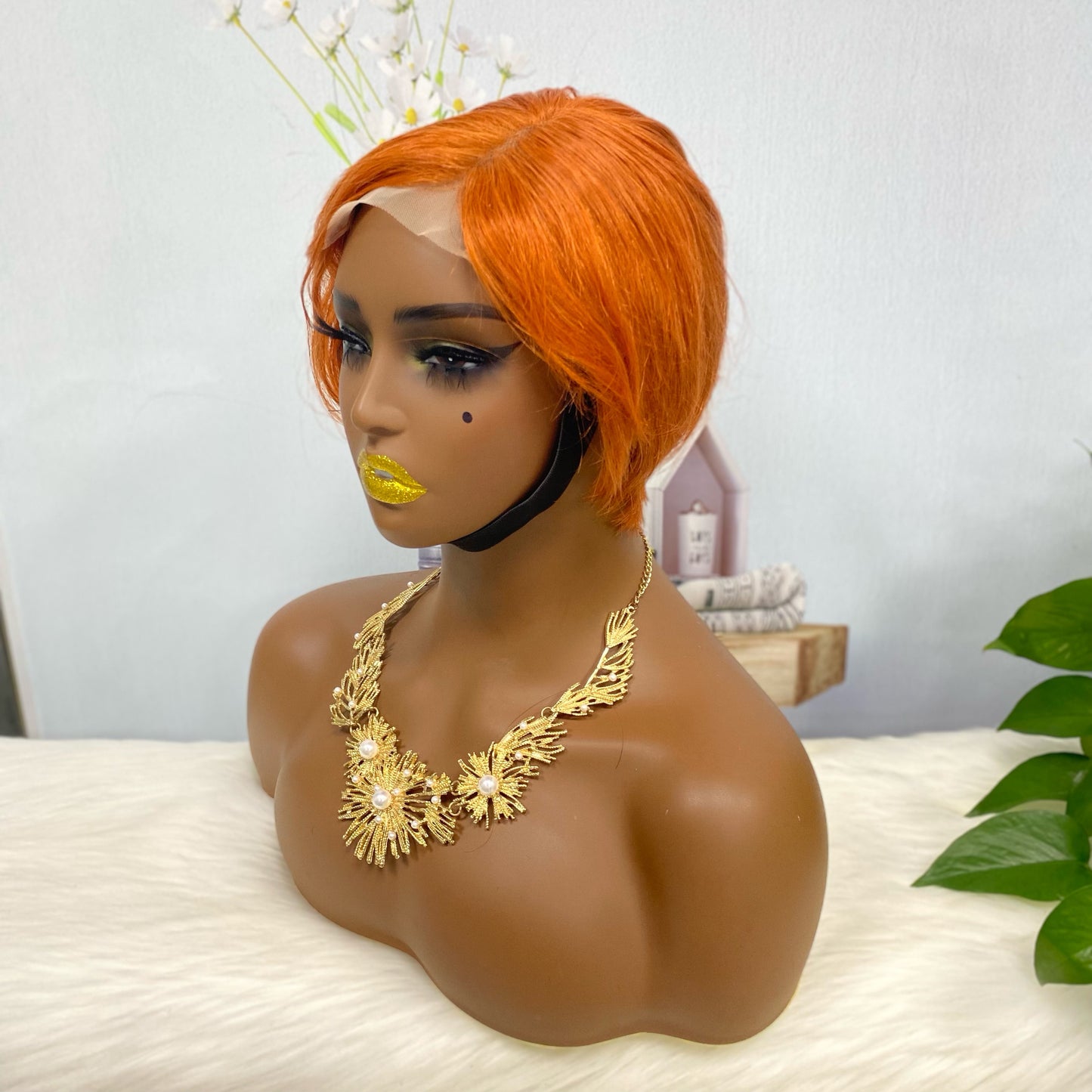 4*4 Wig Pixie Cut Human Hair Wig Color 350#