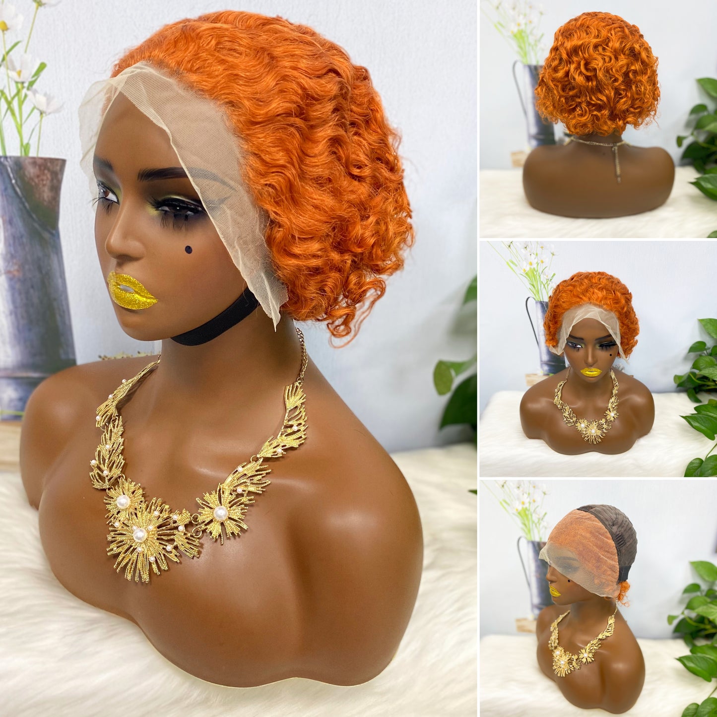 13*4 Lace Wig Curly Human Hair Lace Wigs Color 27#