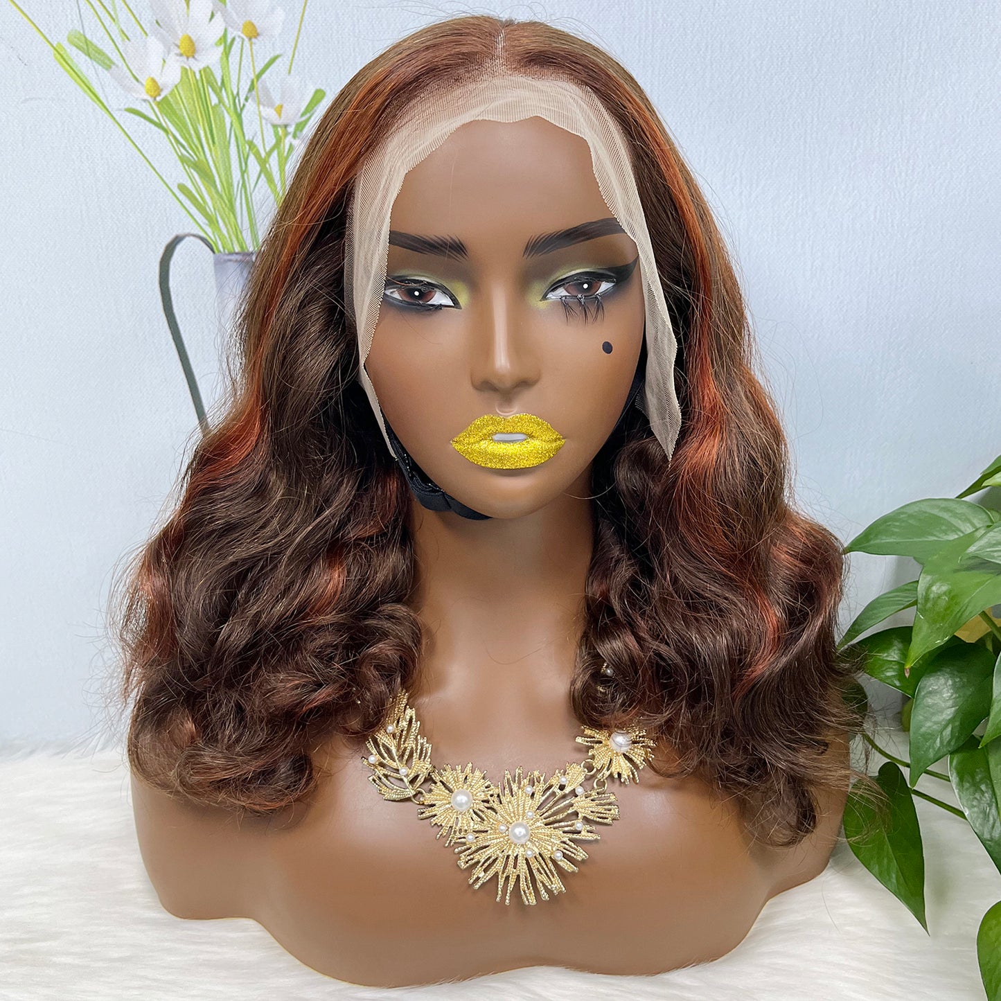 Double Drawn 13*4 Lace Wig Loose Body Wave Natural Human Hair Lace Wigs Piano Color P4/350