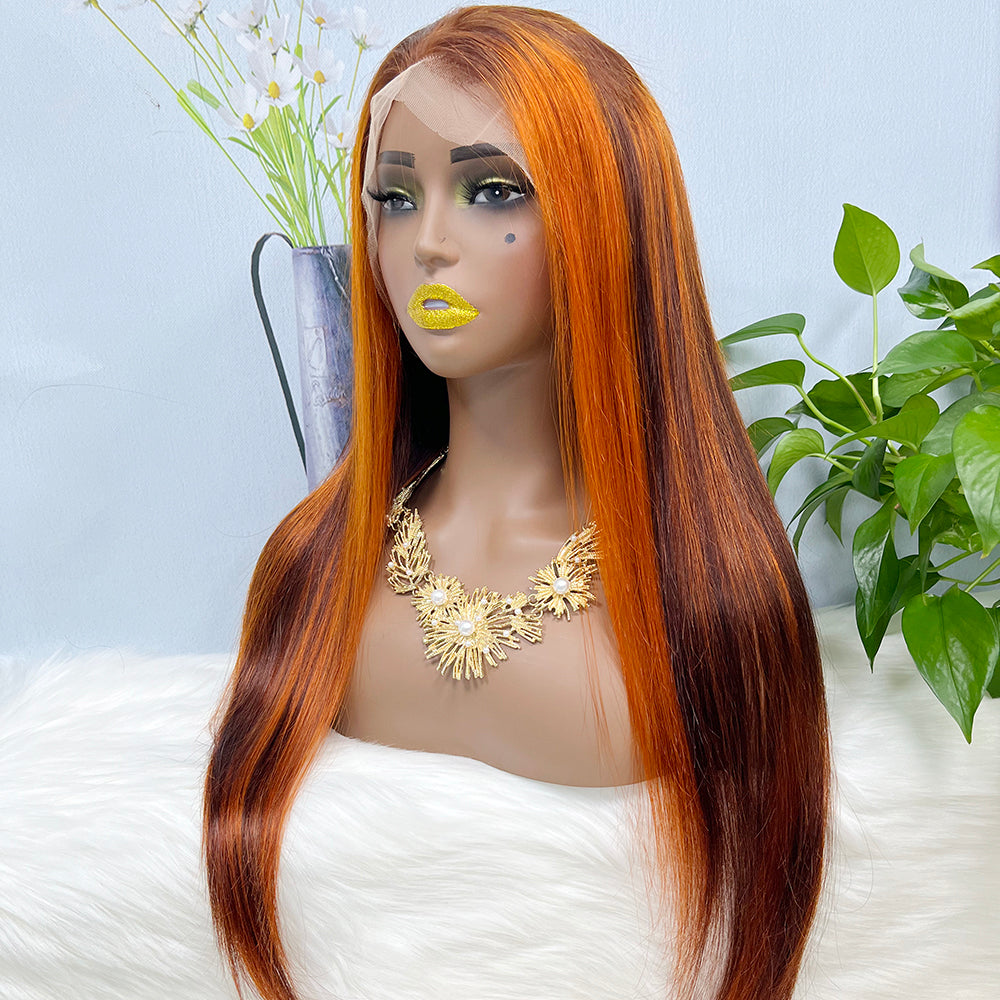 13*4 Lace Wig Straight Natural Virgin Human Hair Lace Wigs Color P4/350# 200% Density