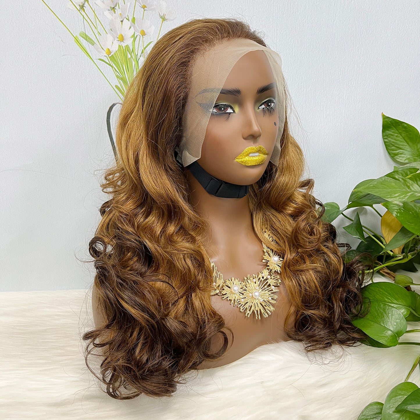 Double Drawn 13*4 GluelessLace Wig Romance Curl Natural Human Hair Lace Wigs Ombre Color T4/30/4 20"