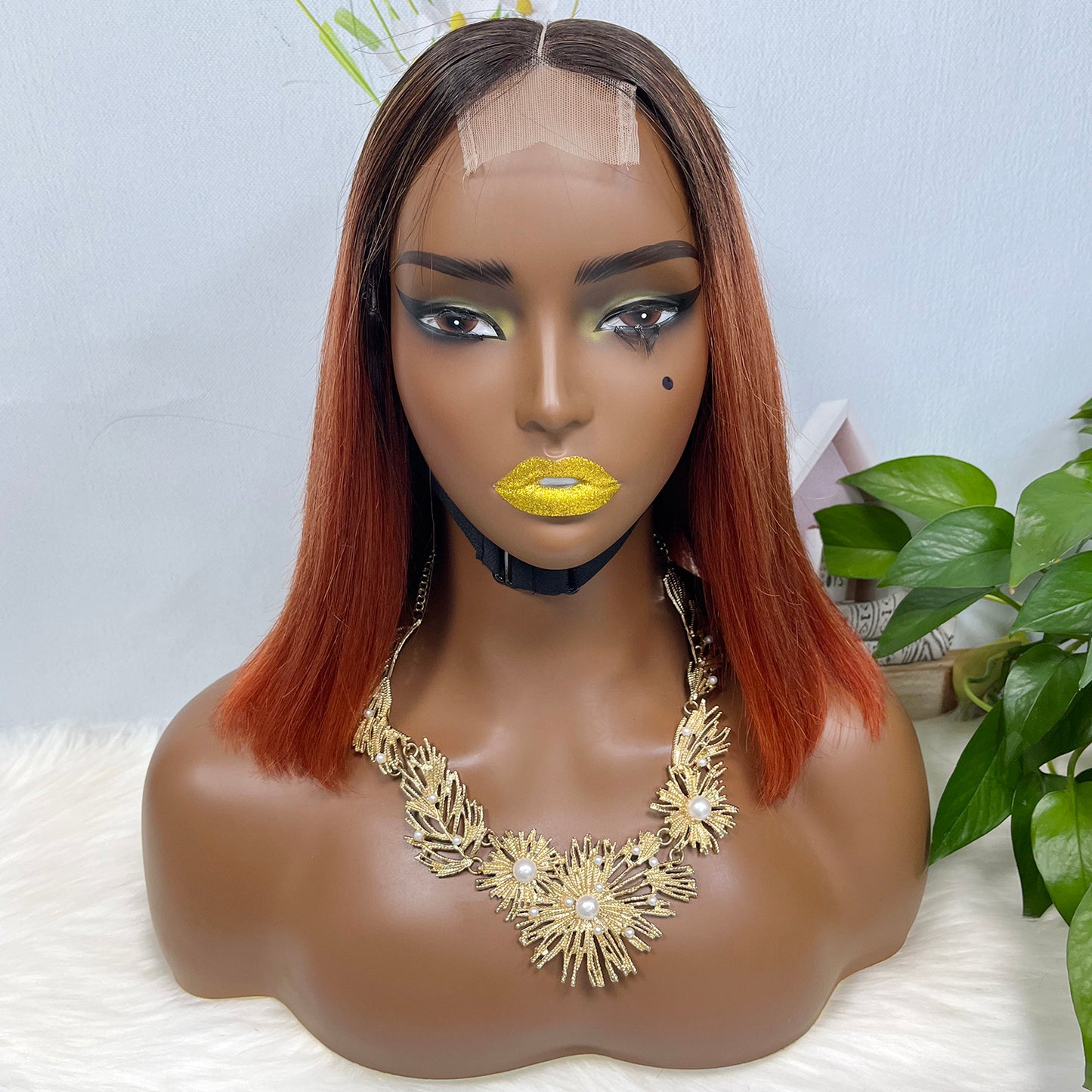 Super Double Drawn 2*6 Lace Bob Wig Human Hair Lace Wig Color T1B/350# Straight