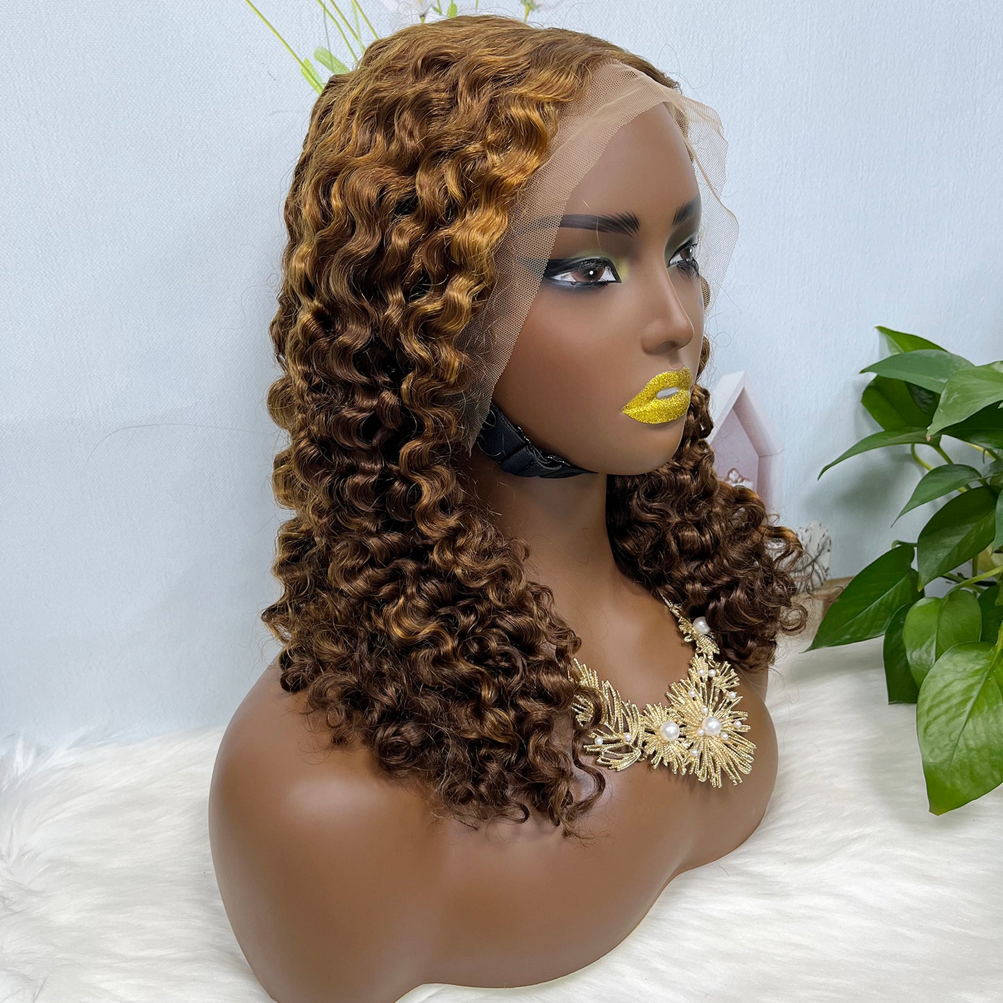 Double Drawn 13*4 Glueless Wig Burmese Curl Human Hair Wigs Piano Color P4/30