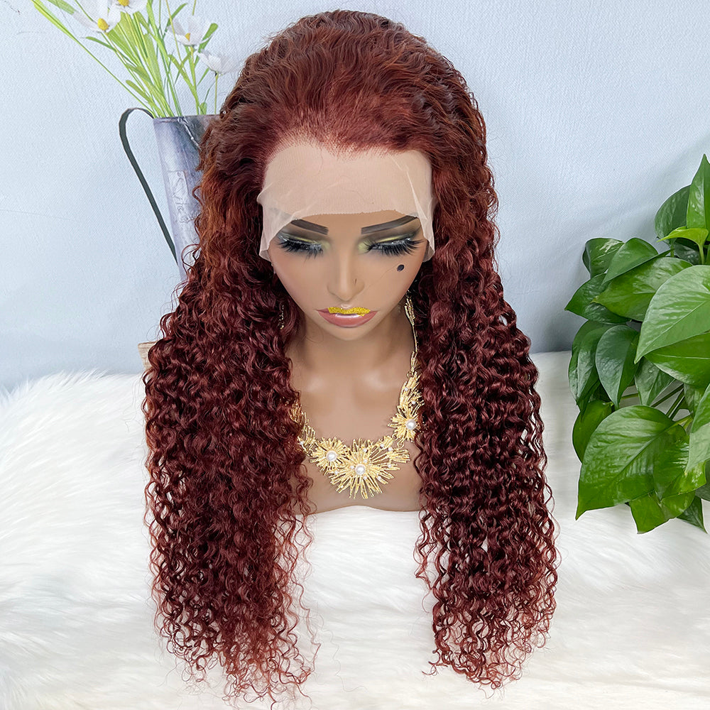 13*4 Lace Wig Water Wave Natural Human Hair Lace Wigs Color 33# 200% Density