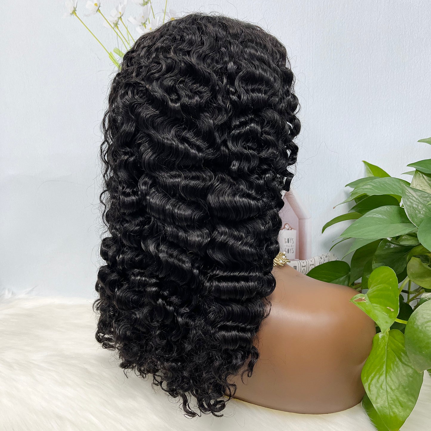 Double Drawn 13*4 Glueless Wig Burmese Curl Human Hair Wigs Natural Color 250% Densisty