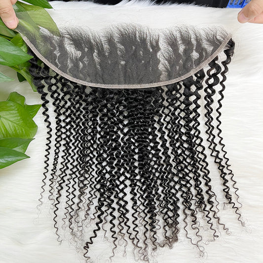 13*4 HD Lace Frontal Kinky Curl 100% Natural Human Hair Natural Color 12"-26"