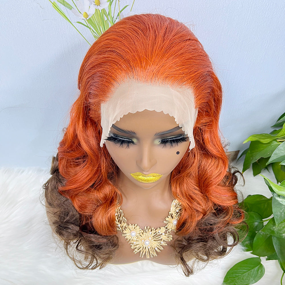 Double Drawn 13*4 Lace Wig Loose Wave Natural Human Hair Lace Wig Color T350/4# 300% Density