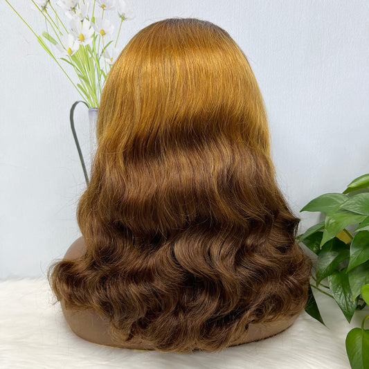 Double Drawn 13*4 Lace Wig Loose Body Wave Natural Human Hair Lace Wigs Ombre Color T4/30/4