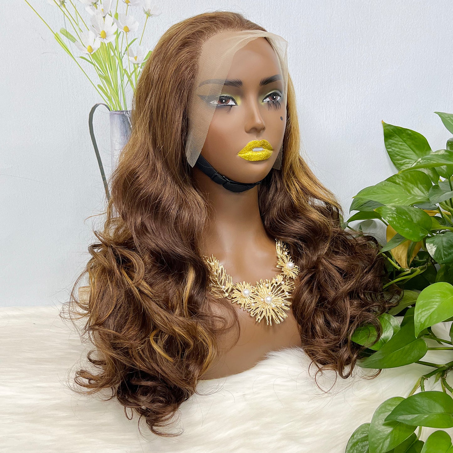 Double Drawn 13*4 GluelessLace Wig Romance Curl Natural Human Hair Lace Wigs Piano Color P4/30 20"