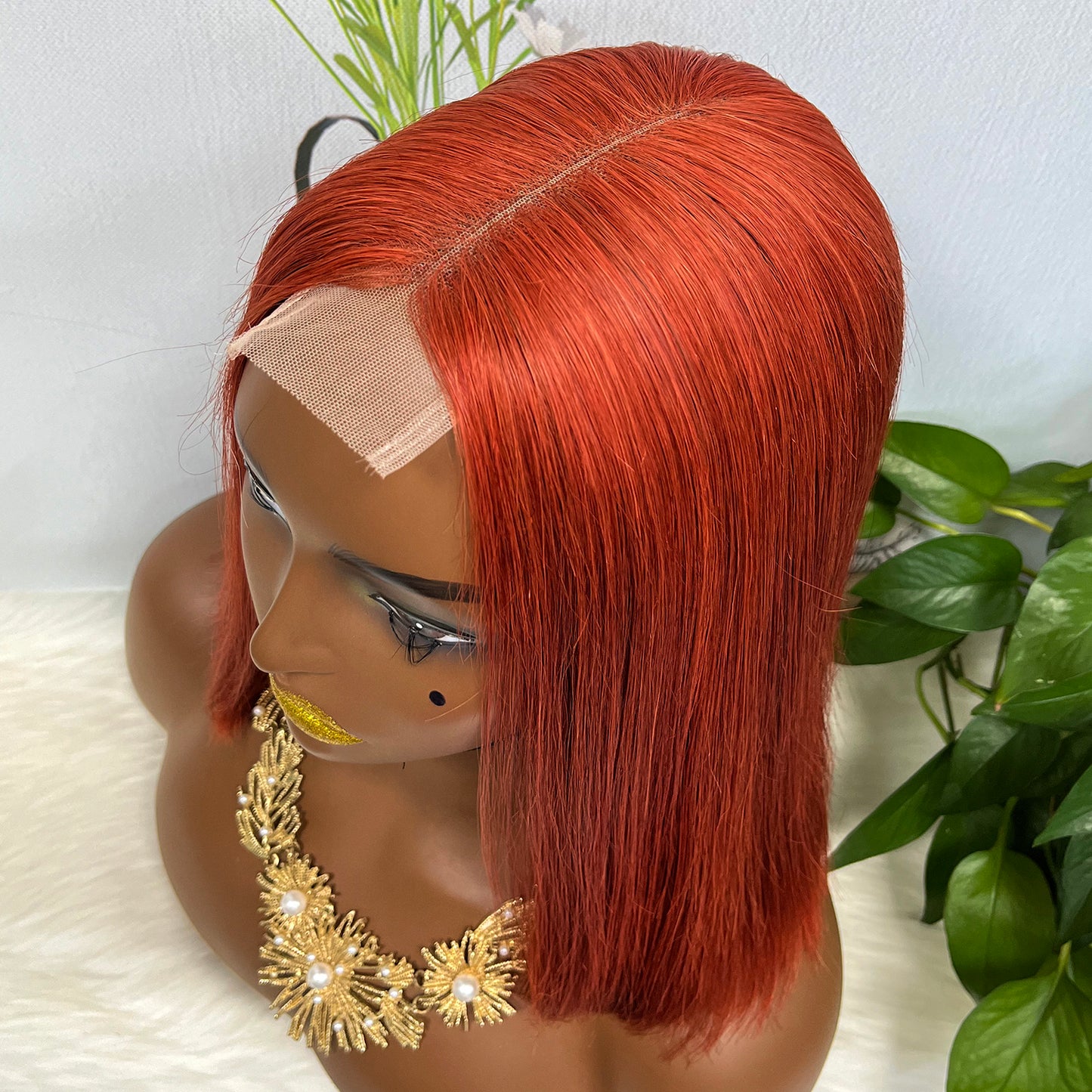 Super Double Drawn 2*6 Lace Bob Wig Human Hair Lace Wig Color 350# Straight