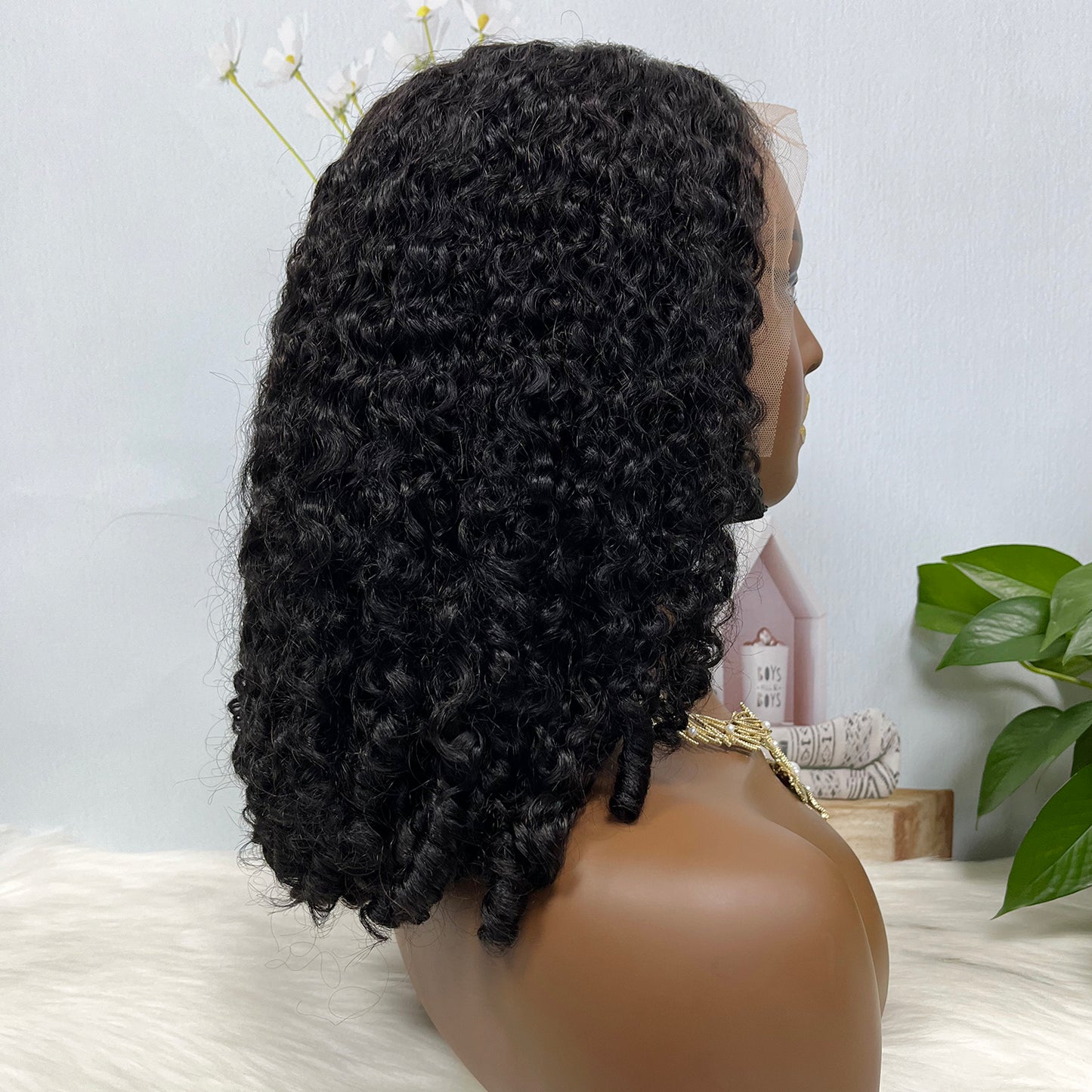 Double Drawn 13*4 Glueless Wig Magic Curl Natural Human Hair Wigs Natural Color