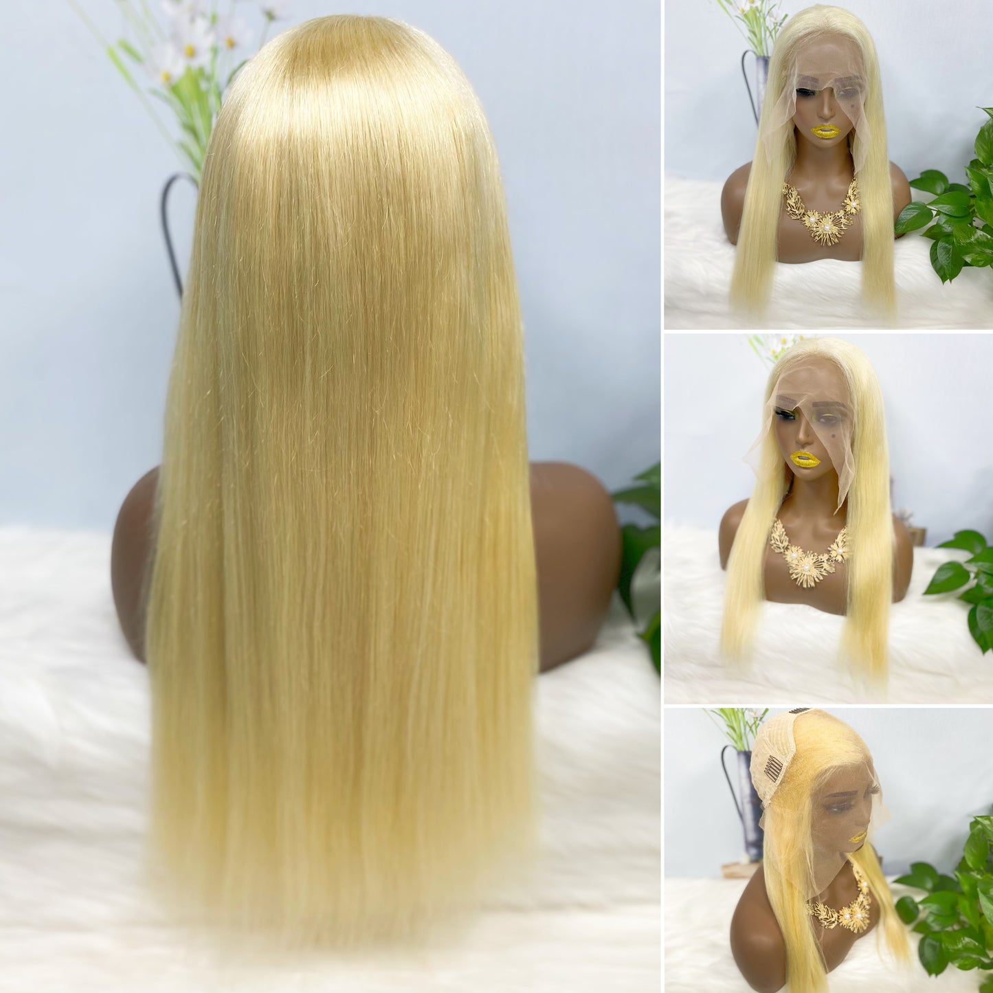 13*4 Lace Wig Straight Natural Human Hair Lace Wigs Color 613# 200% Density