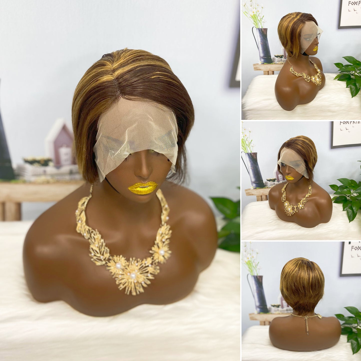 T Lace Wig SX01 Human Hair Wig Natural Hair Wig Color T1B/30#