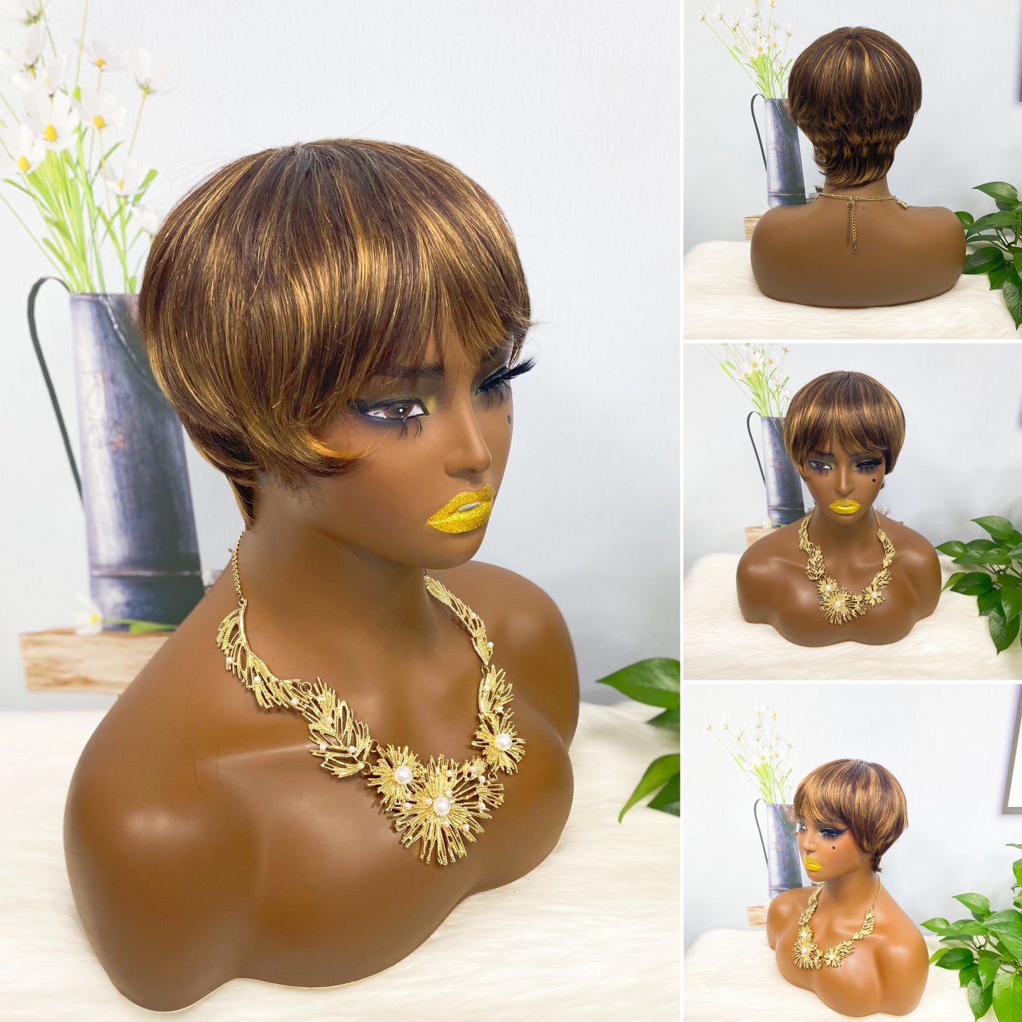 Machine Human Hair Wig Natural Hair Wig 510 Color 613#
