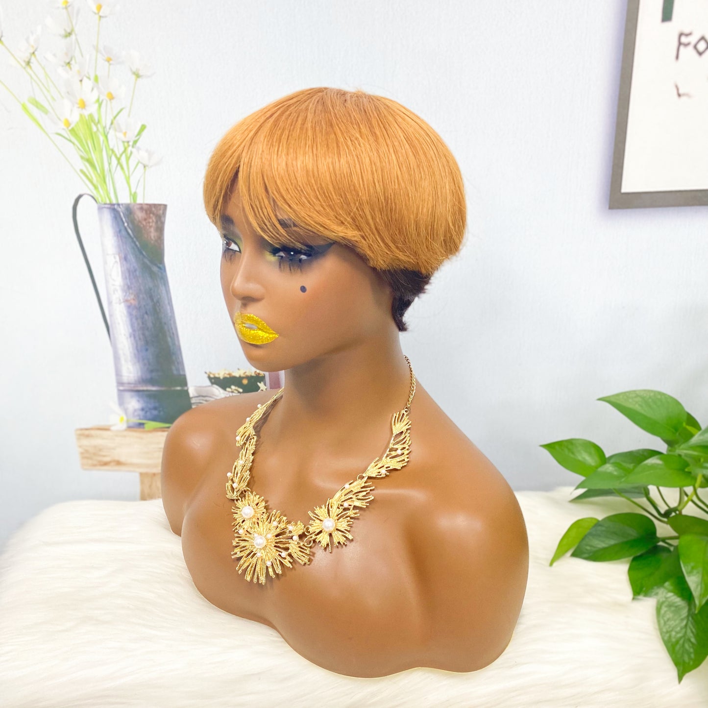 Machine Human Hair Wig Natural Hair Wig 513 Color 4/30#