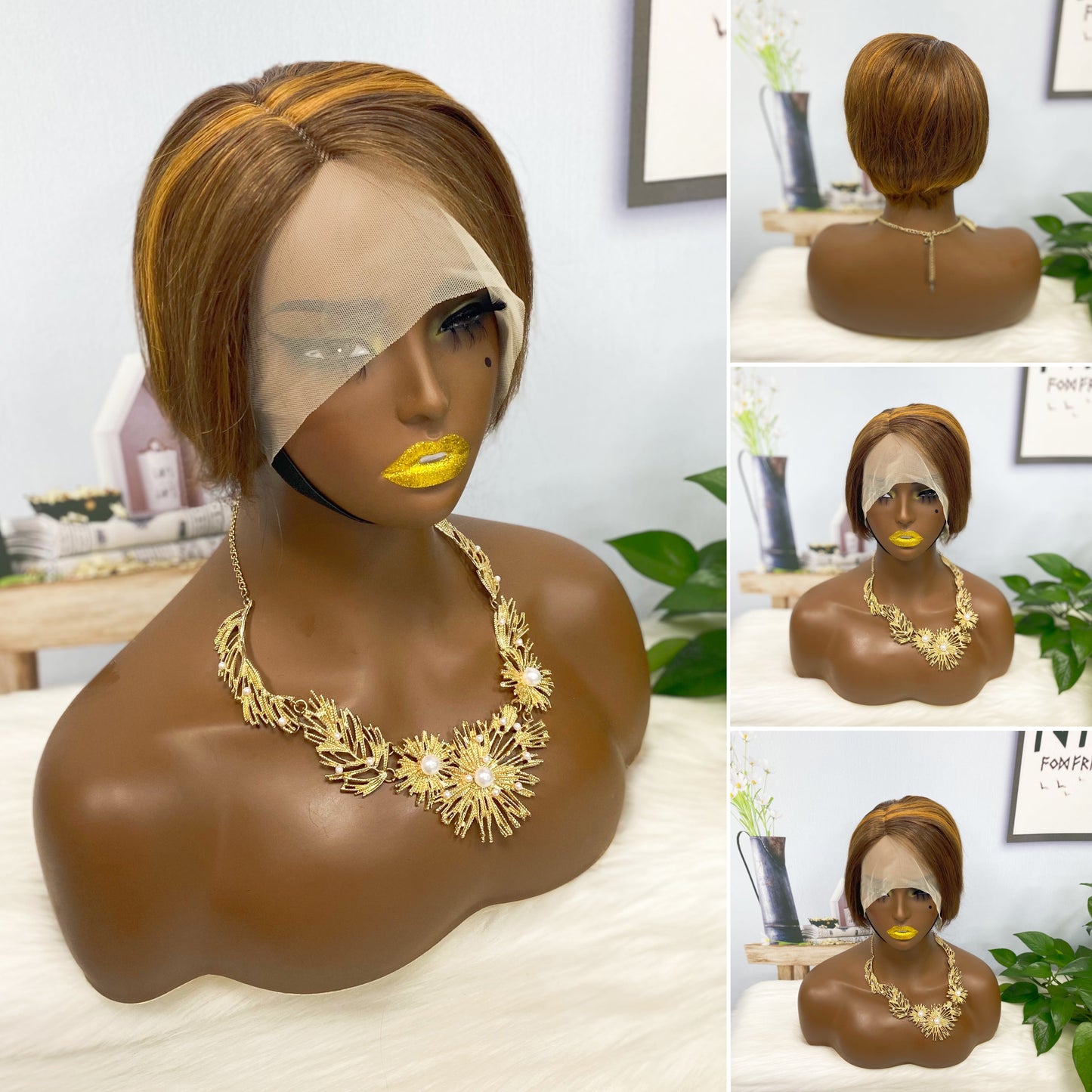 T Lace Wig SX01 Human Hair Wig Natural Hair Wig Color P4/30#