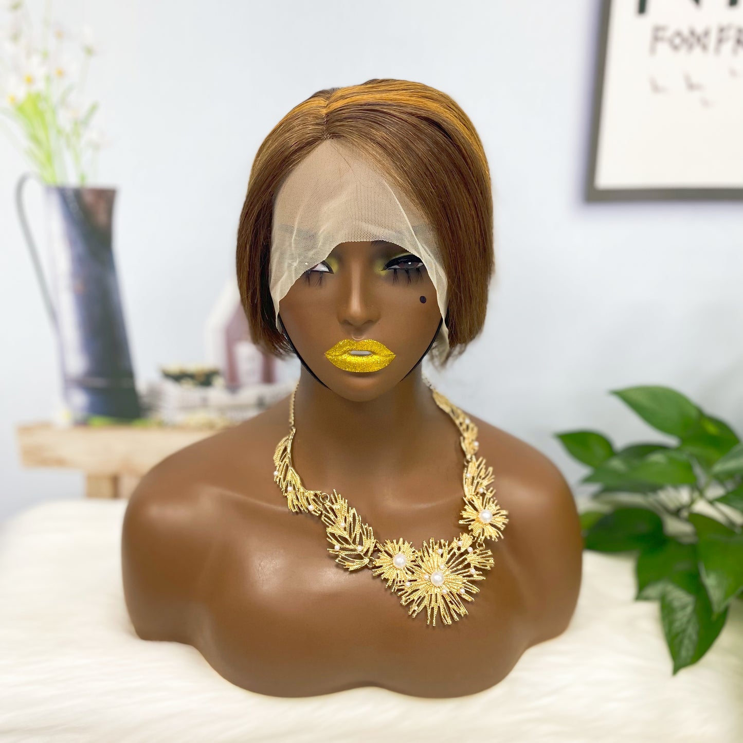 T Lace Wig SX01 Human Hair Wig Natural Hair Wig Color P4/30#