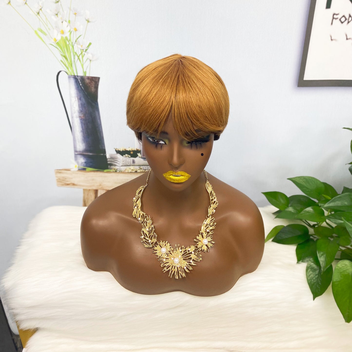Machine Human Hair Wig Natural Hair Wig 513 Color 4/30#