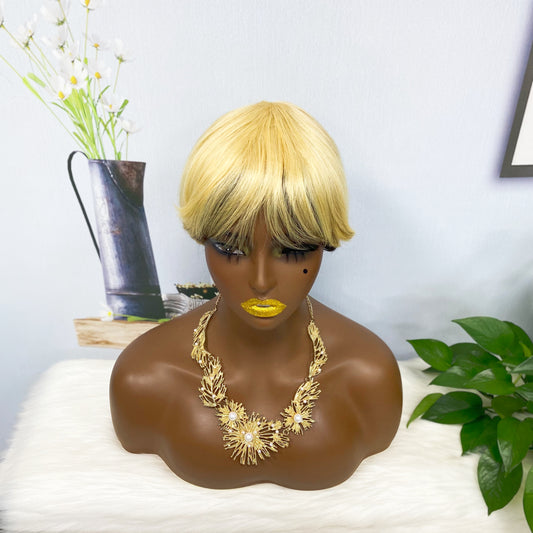 Machine Human Hair Wig Natural Hair Wig 513 Color 4/613#