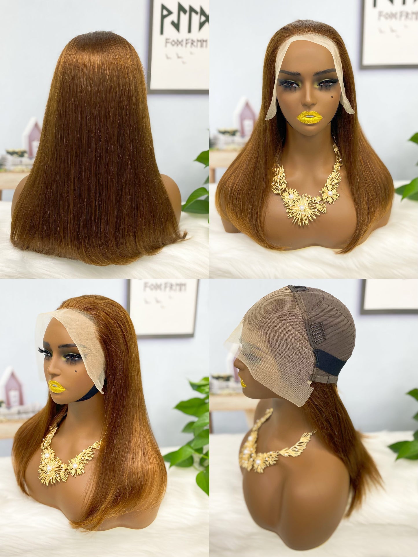 Double Drawn 13*4 BoB Straight Wigs Color 4# 250% Density