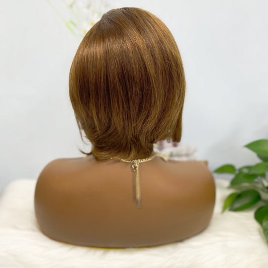 13*4 Lace Wig Pixie Cut Natural Virgin Human Hair Lace Wigs Color 4#