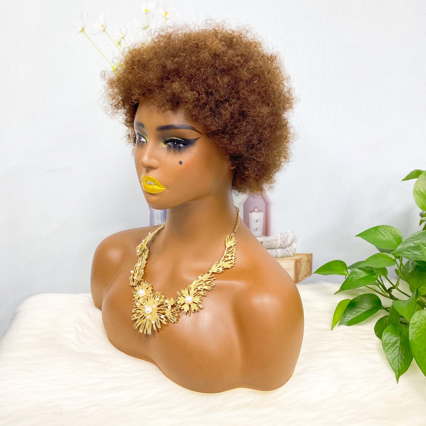 Afvo Wig Machine Human Hair Wig Natural Hair Wigs Color 4# 6inch