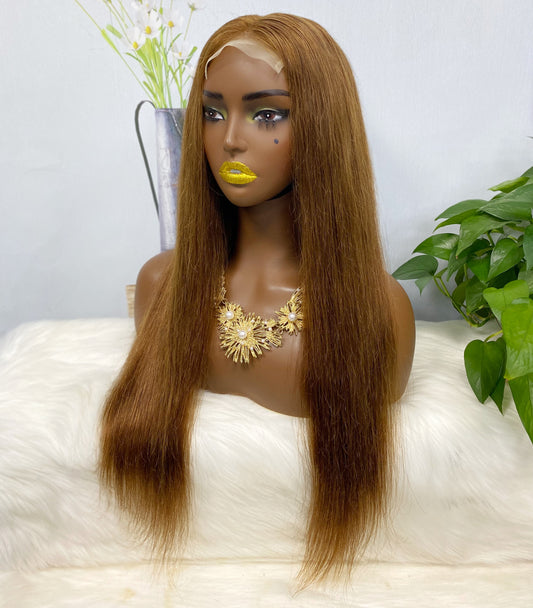 4*4 Lace Wig Straight Color 4# 22" Natural Human Hair Wig 300% Density