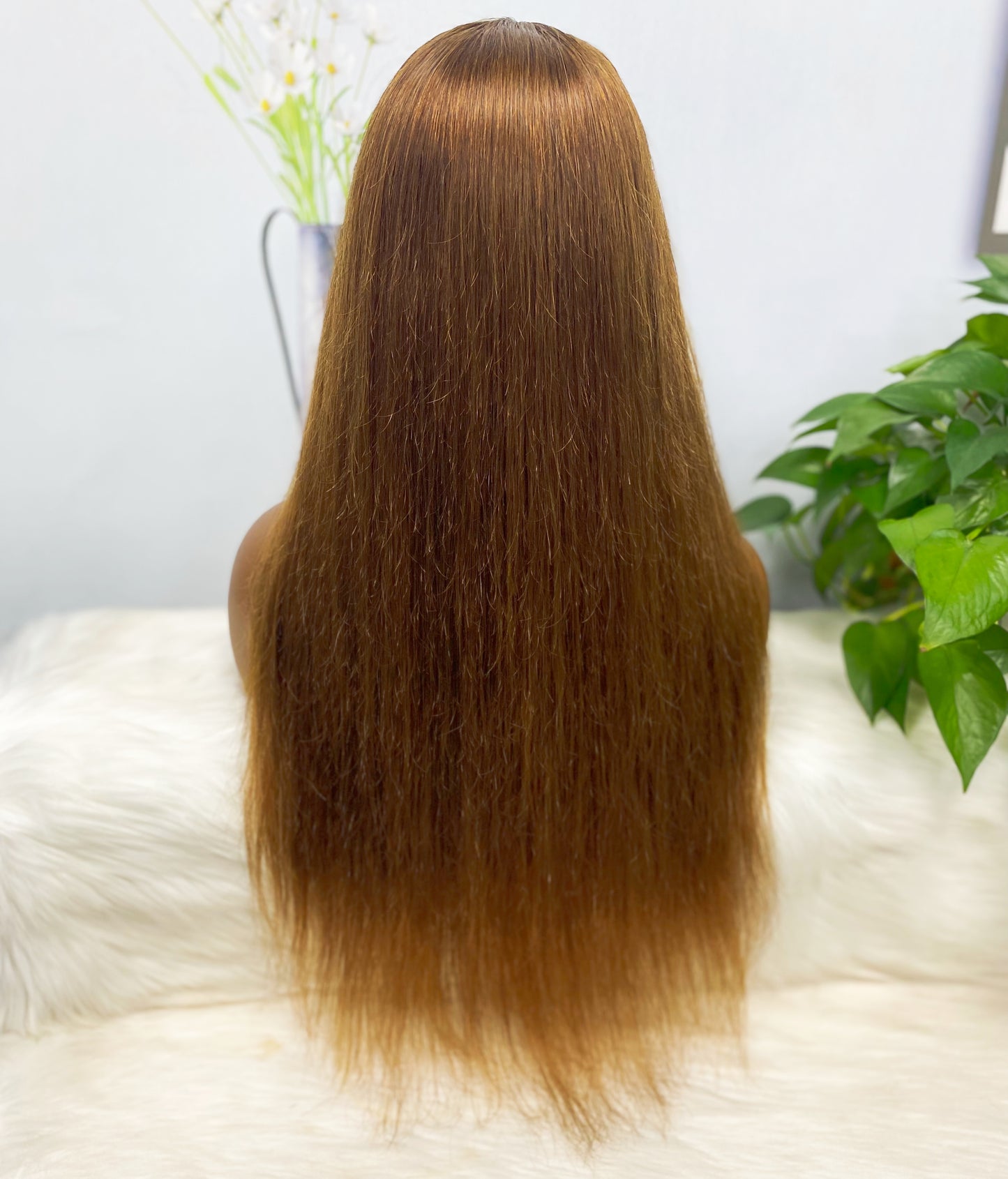 4*4 Lace Wig Straight Color 4# 22" Natural Human Hair Wig 300% Density