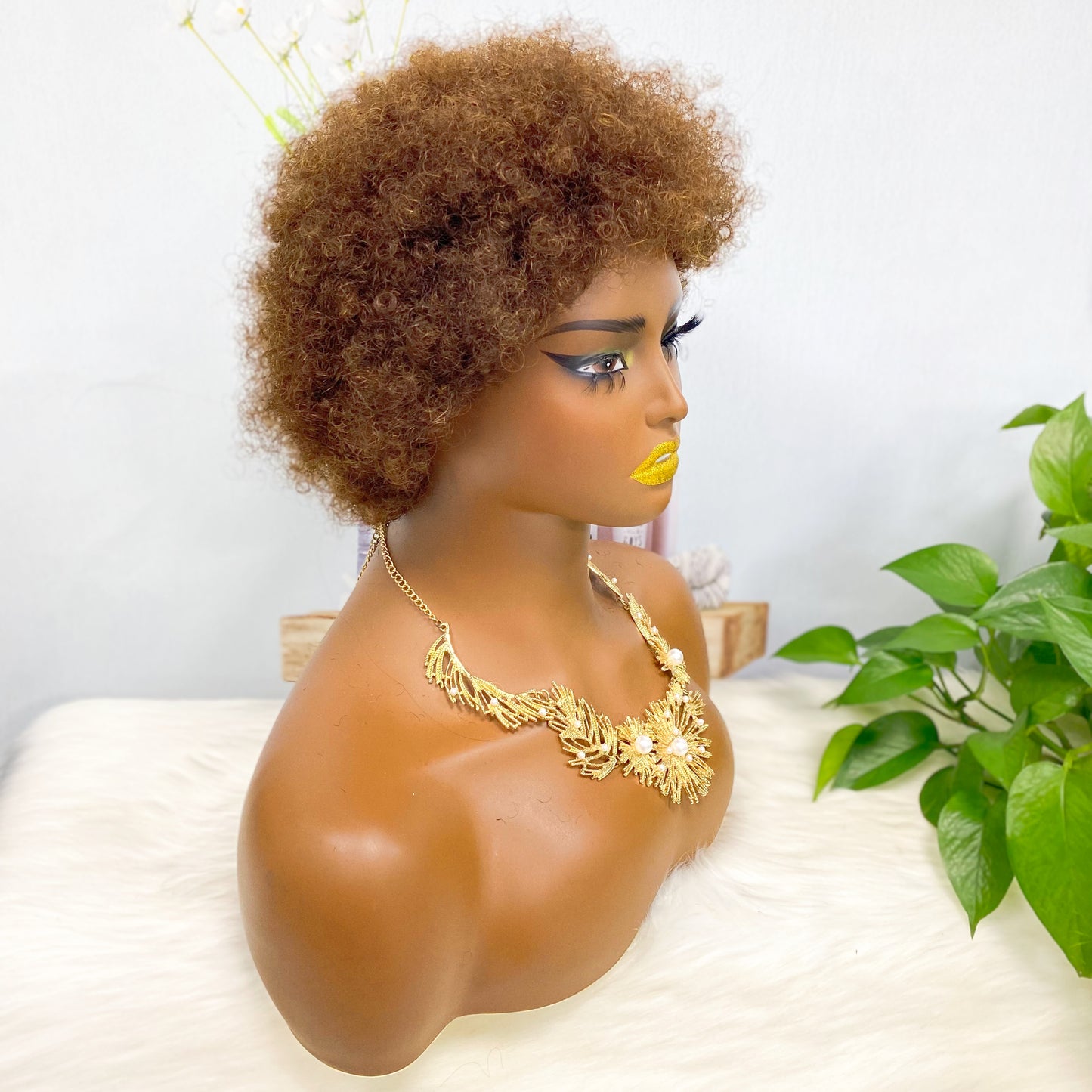 Afvo Wig Machine Human Hair Wig Natural Hair Wigs Color 4# 6inch