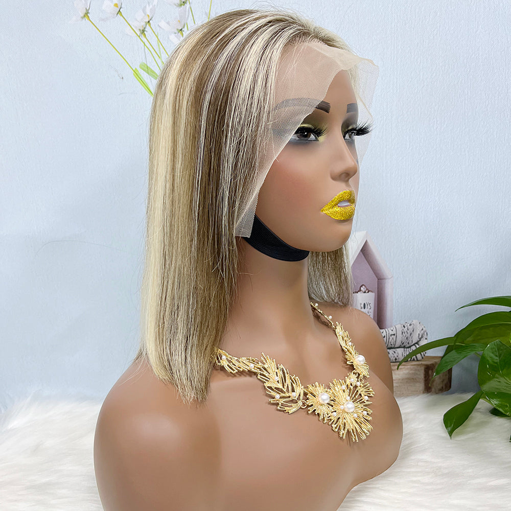 13*4 BoB Wig Perruques droites Couleur P8/613# Densité 200%