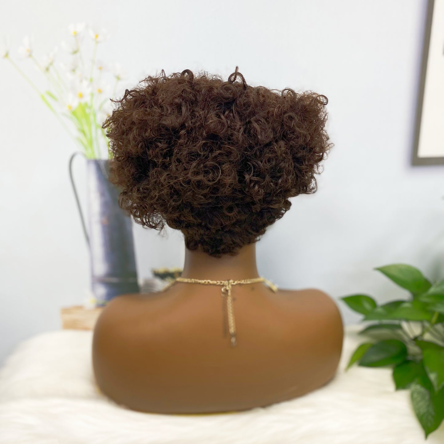 Machine Human Hair Wig Natural Hair Wig 310 Color 4#