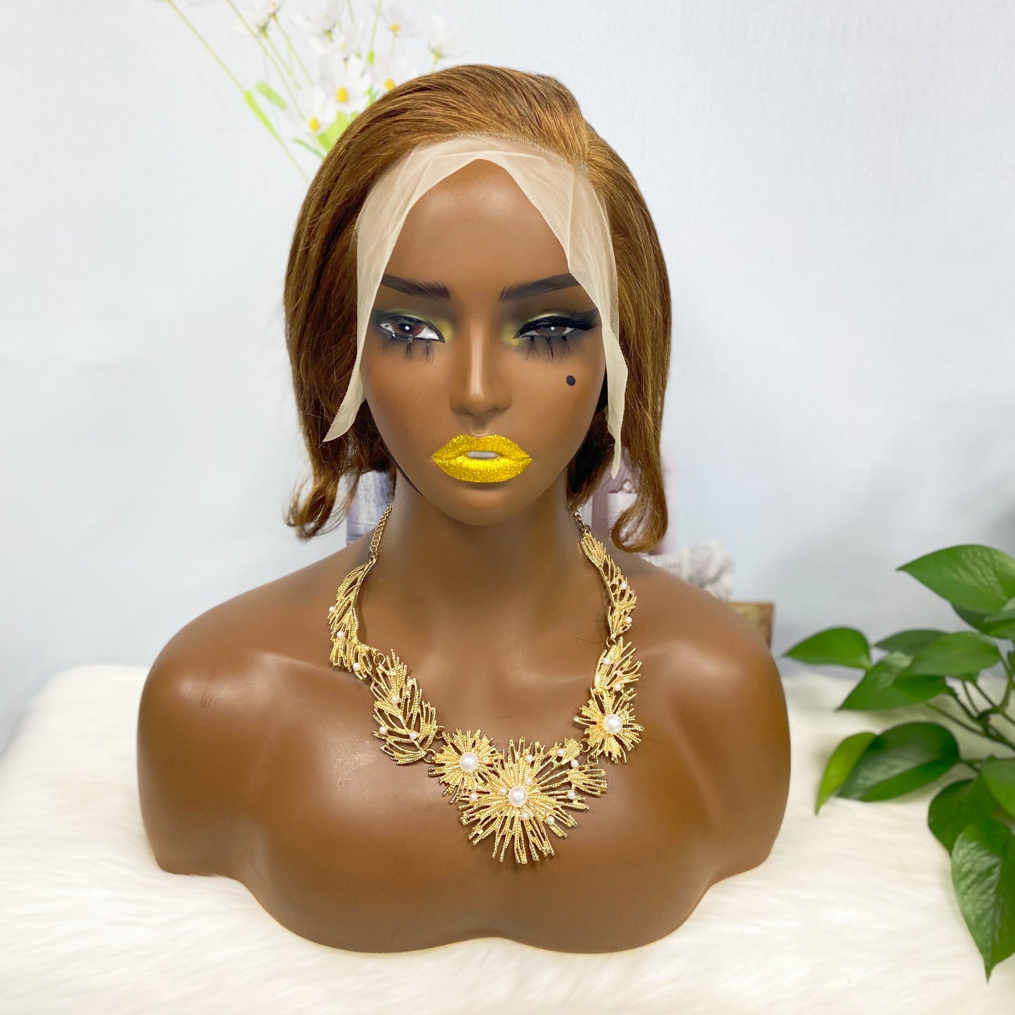 13*4 Lace Wig Pixie Cut Natural Virgin Human Hair Lace Wigs Color 4#