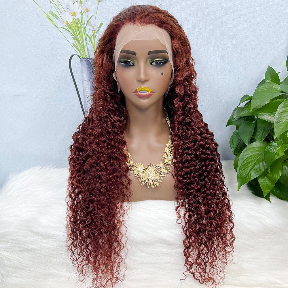13*4 Lace Wig Water Wave Natural Human Hair Lace Wigs Color 33# 200% Density