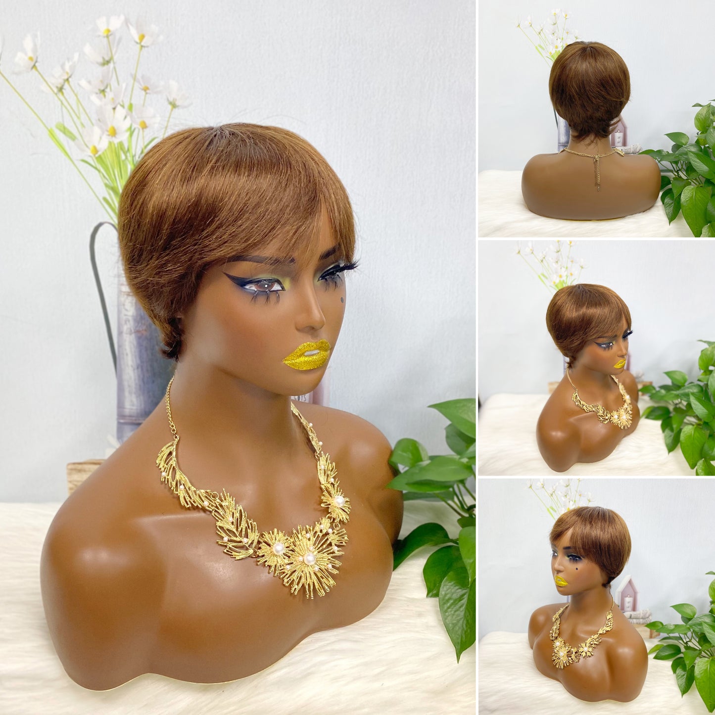 Machine Human Hair Wig Natural Hair Wig 510 Color 1B