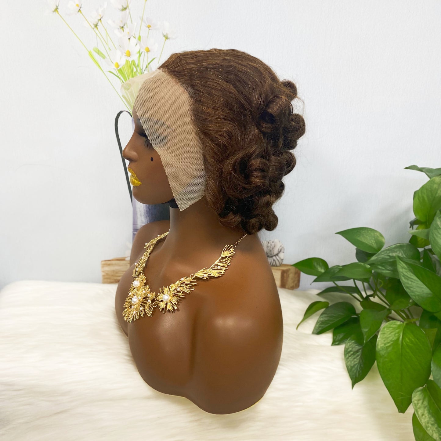 DD 13*4 Lace Wig Spring Curl Natural Color Lace Wigs Color 4#