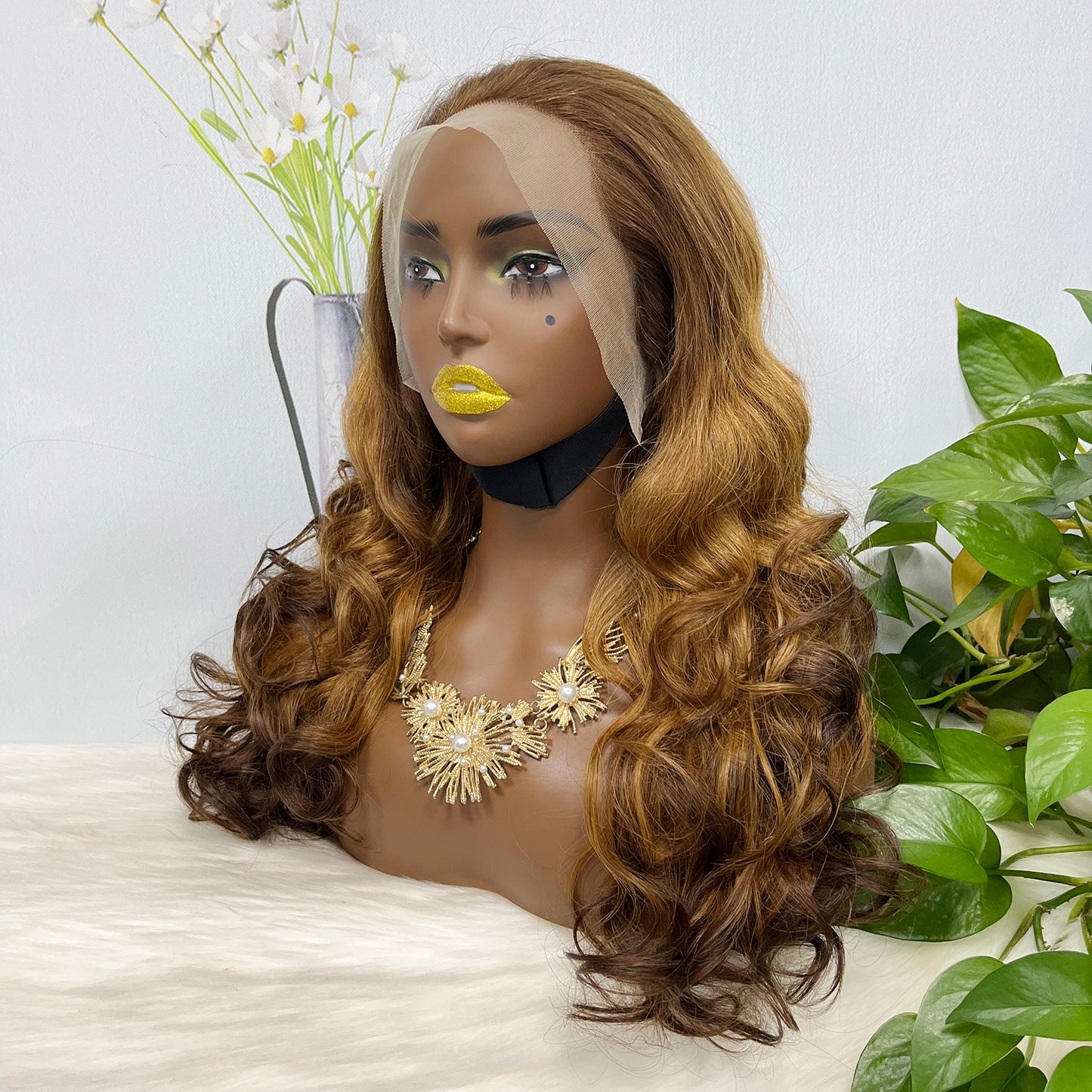 Double Drawn 13*4 GluelessLace Wig Romance Curl Natural Human Hair Lace Wigs Ombre Color T4/30/4 20"