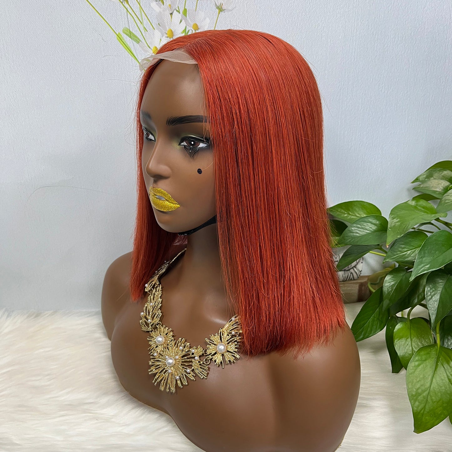Super Double Drawn 2*6 Lace Bob Wig Human Hair Lace Wig Color 350# Straight