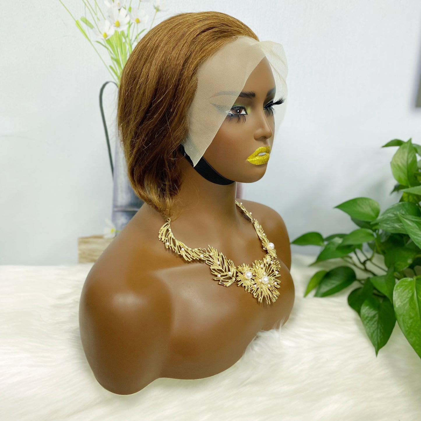 13*4 Lace Wig Pixie Cut Natural Virgin Human Hair Lace Wigs Color 4#