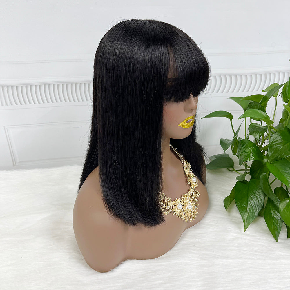 Bone Straight Double Drawn Bob Wig Vietnamese Human Hair Wigs Natural Color 14"