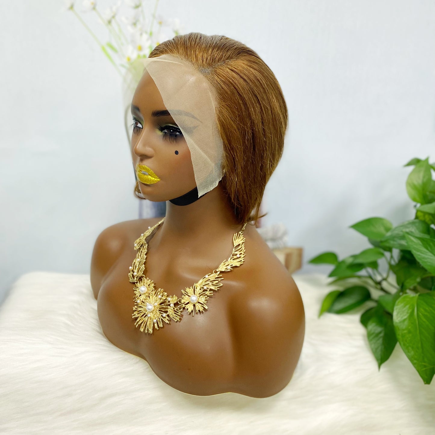13*4 Lace Wig Pixie Cut Natural Virgin Human Hair Lace Wigs Color 4#