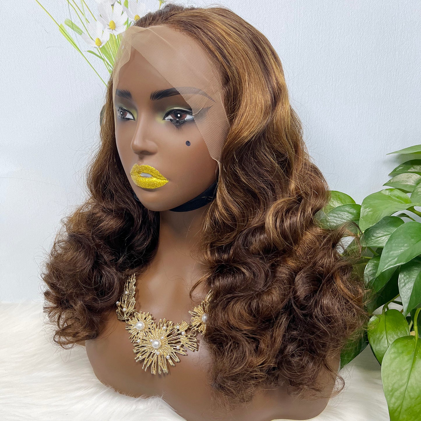Double Drawn 13*4 Lace Wig Loose Body Wave Natural Human Hair Lace Wigs Piano Color P4/30 20"