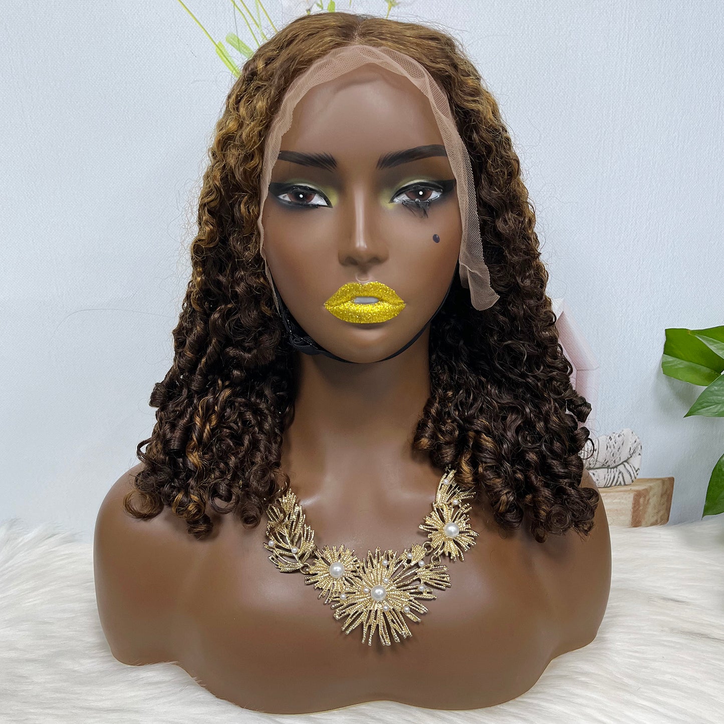 Double Drawn 13*4 Glueless Wig Magic Curl Natural Human Hair Wigs Piano Color P4/30