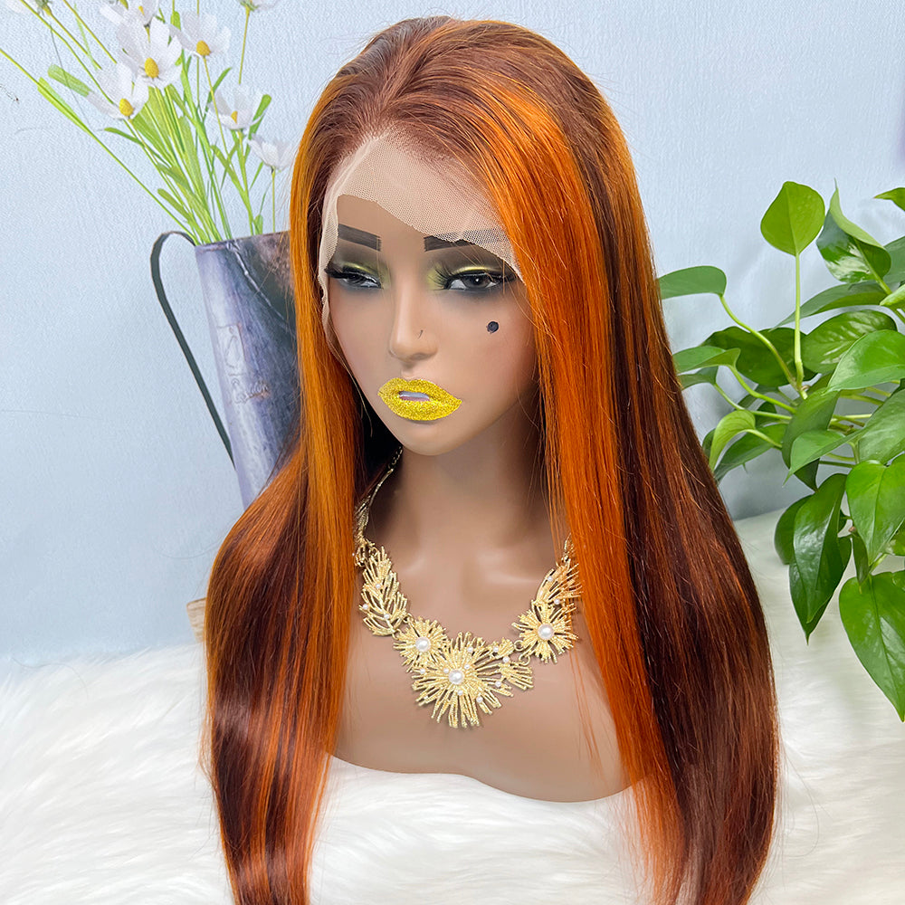 13*4 Lace Wig Straight Natural Virgin Human Hair Lace Wigs Color P4/350# 200% Density