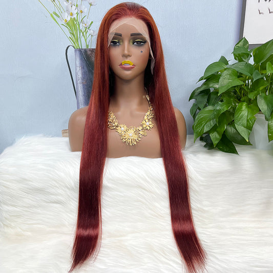 13*4 Lace Wig Straight Natural Human Hair Lace Wigs Color 33# 250% Density