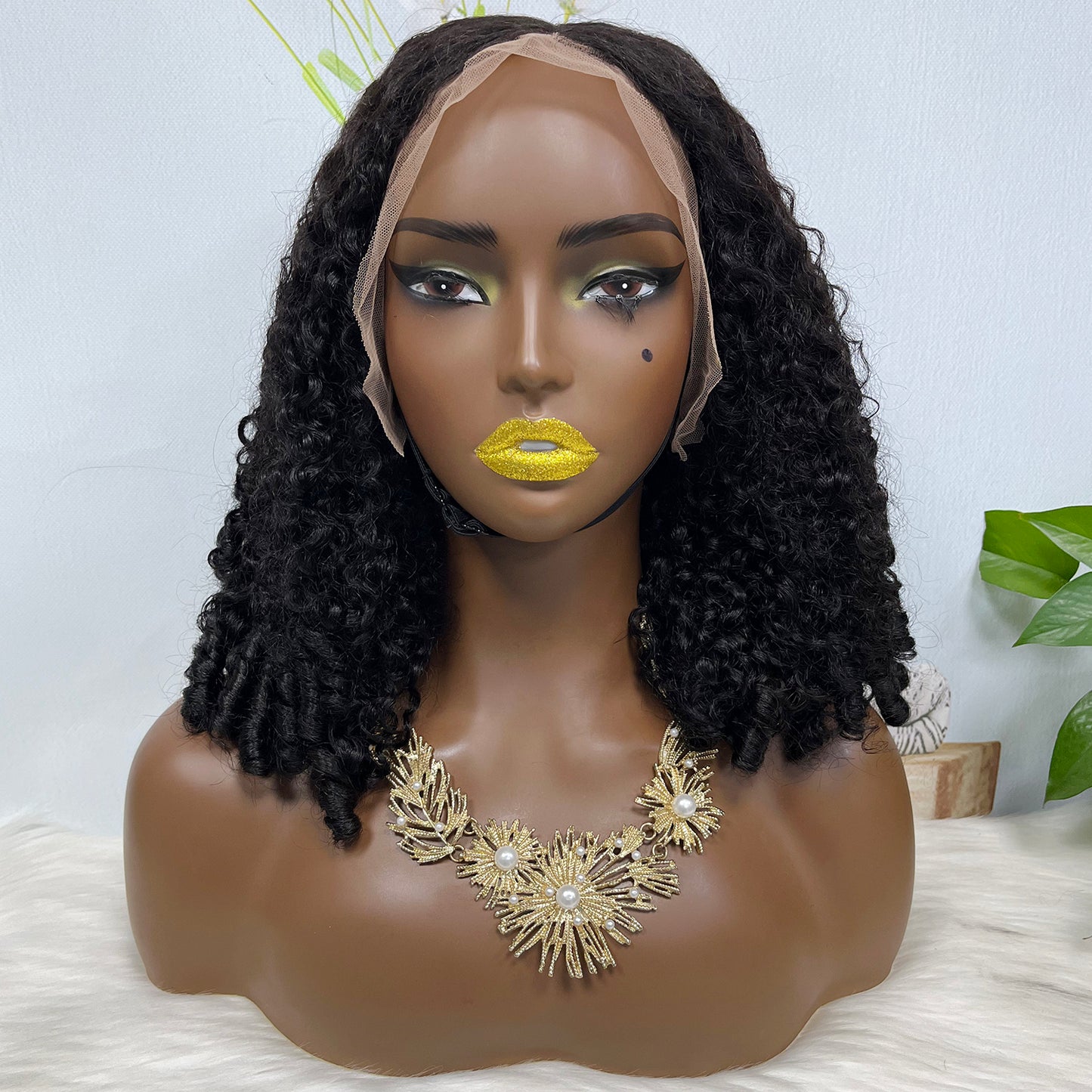 Double Drawn 13*4 Glueless Wig Magic Curl Natural Human Hair Wigs Natural Color
