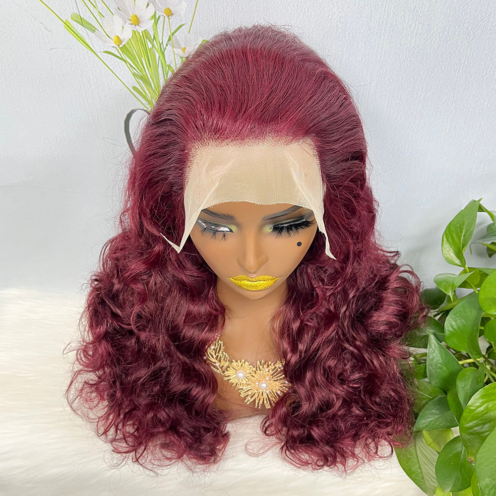 DD 13*4 Lace Wig Fumi Natural Human Hair Lace Wigs Color 99J 250% Density