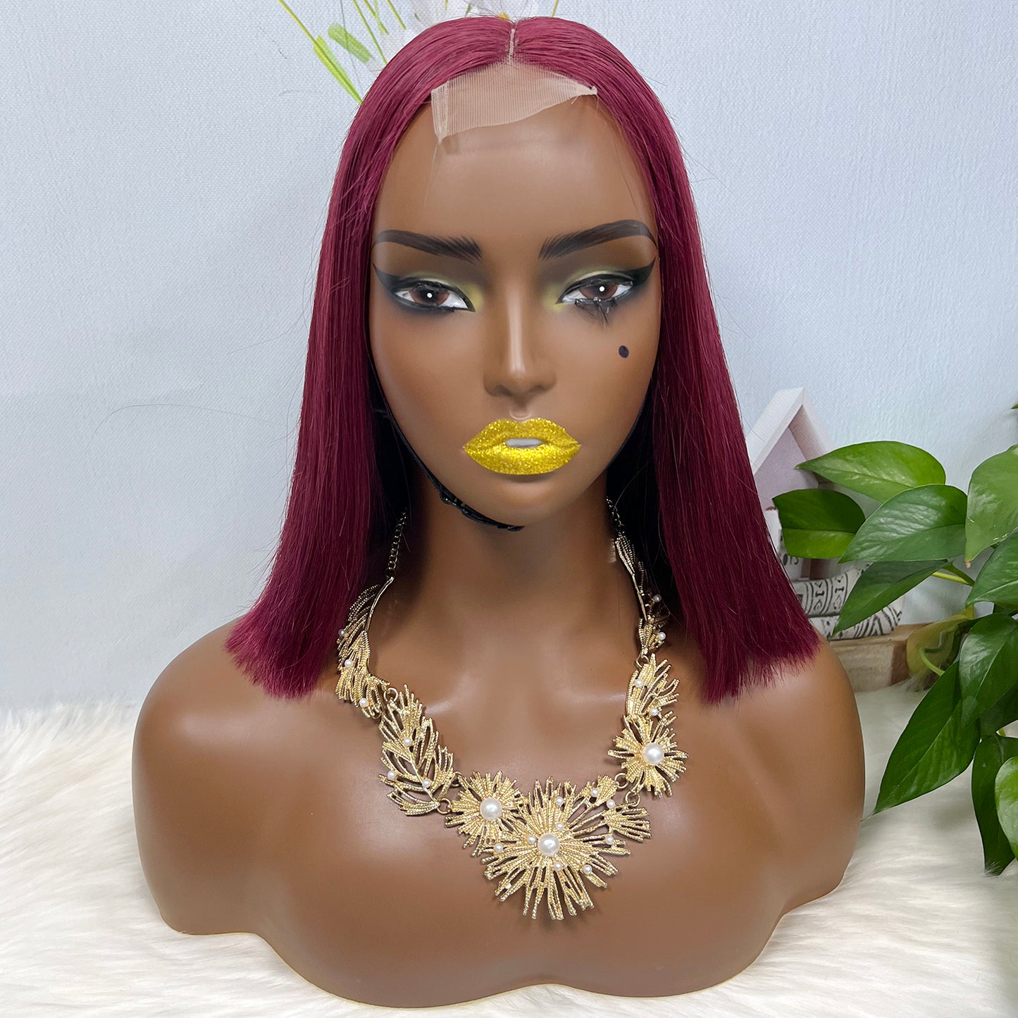 Super Double Drawn 2*6 Lace Bob Wig Human Hair Lace Wig Color 99J Straight