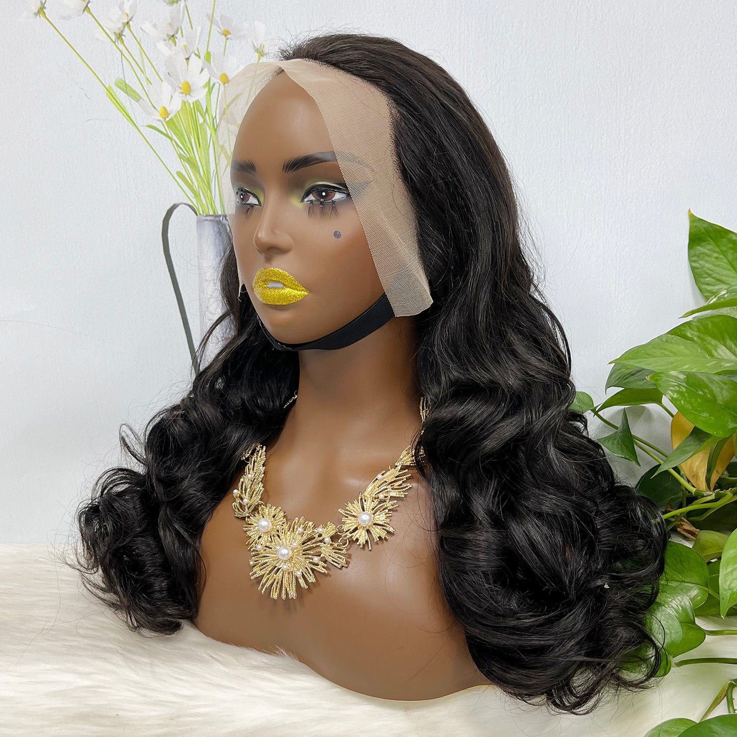 Double Drawn 13*4 GluelessLace Wig Romance Curl Natural Human Hair Lace Wigs Natural Color 20"