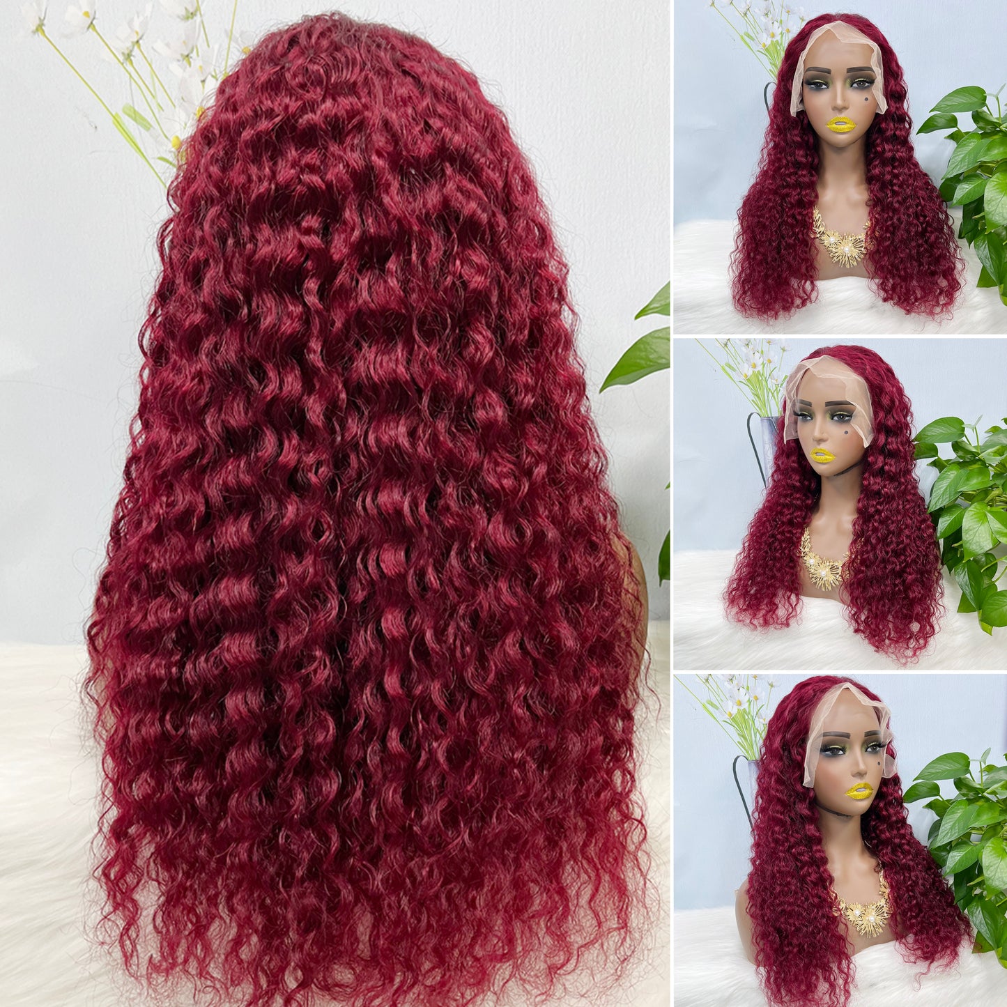 13*4 Lace Wig Straight Natural Human Hair Lace Wigs Color 99J 200% Density