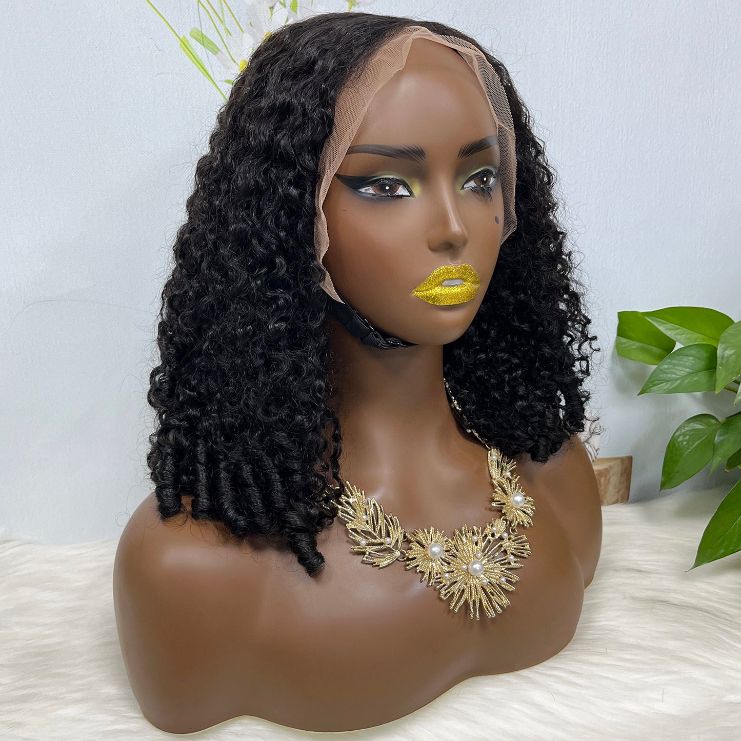 Double Drawn 13*4 Glueless Wig Magic Curl Natural Human Hair Wigs Natural Color